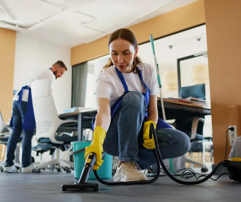 Commercial cleaning team working in Calgary office